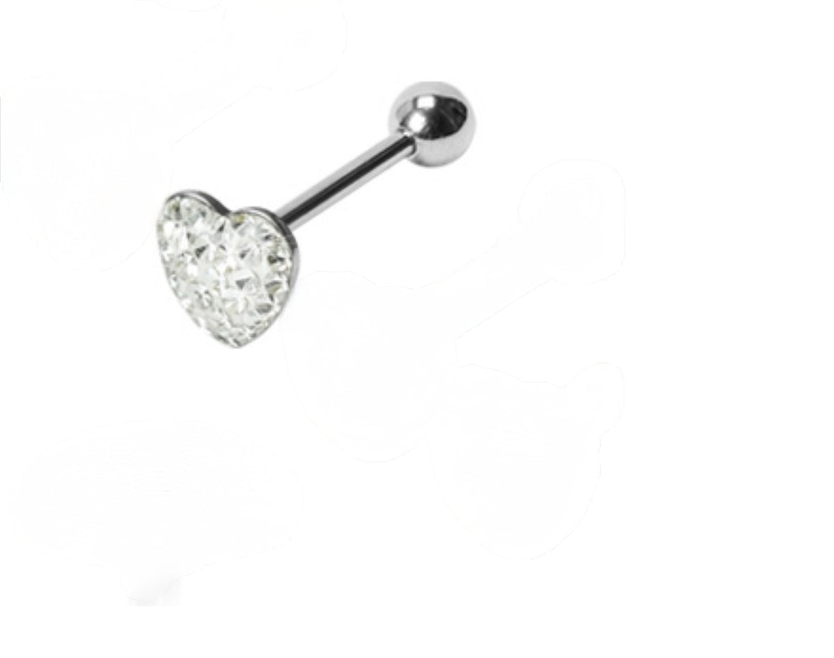 Piercing langue cœur clair