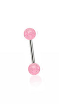 Piercing langue pailleté rose