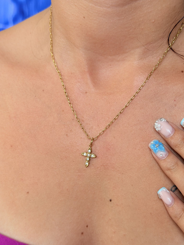 Collier croix strass